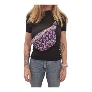 Bauchtasche blau/rosa gemustert