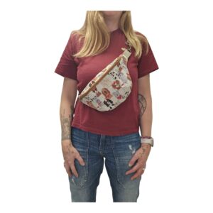 Bauchtasche mit Hundemuster braun/rot