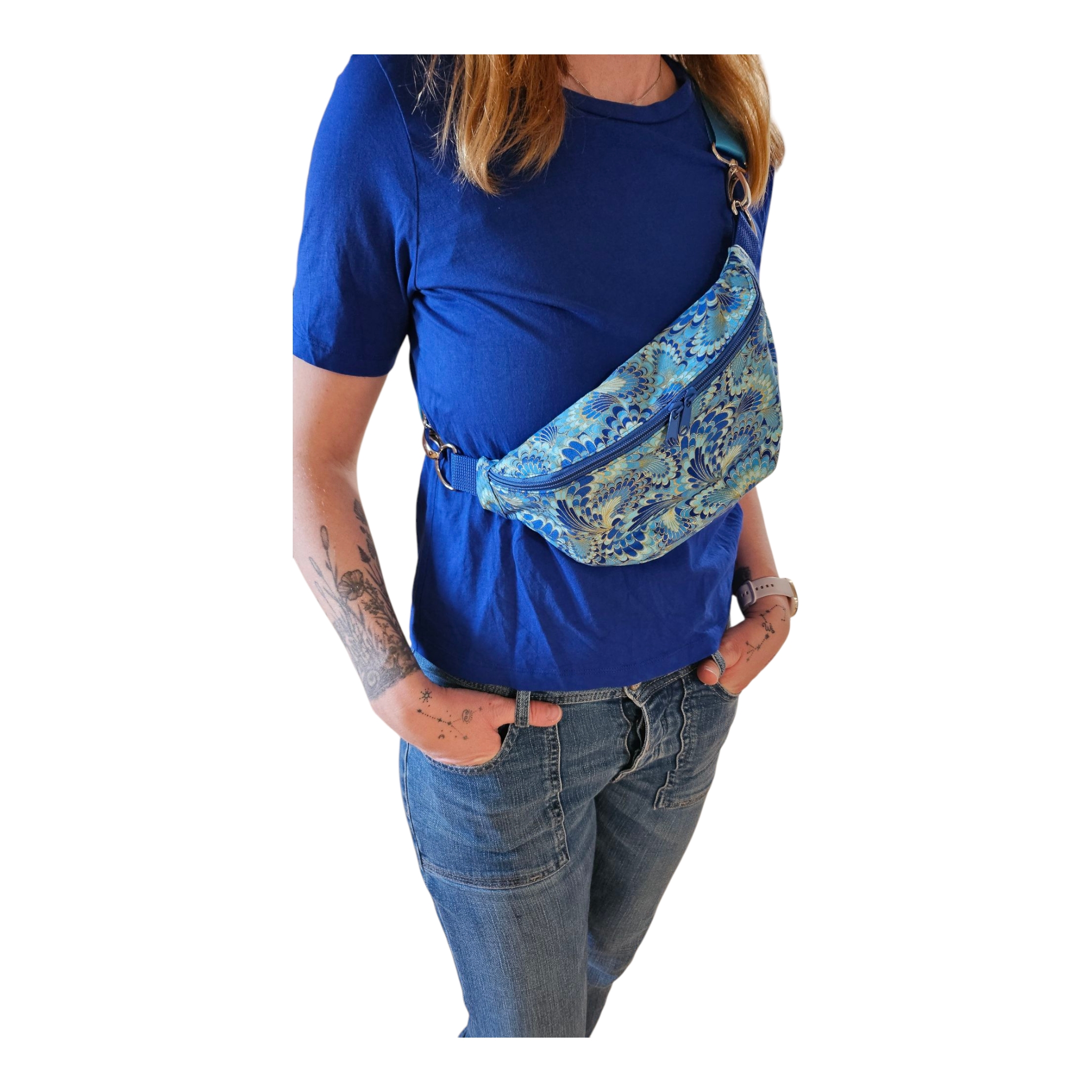 Bauchtasche blau gemustert – Bild 3