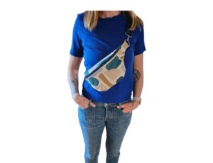 Bauchtasche blau/braun/grau gemustert